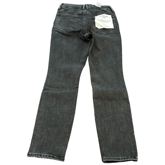 Good American Good Legs Crop Jean Womens 2/26 Black Button Fly Skinny Ankle Slit - Picture 2 of 8